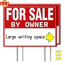 For Sale By Owner Sign Yard Metal Stakes FSBO House Real Estate Signage 2 Pack