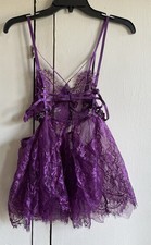 Purple Lace Intimate Lingerie Sleeveless Embroidered V-Neck Women s Size L NWT