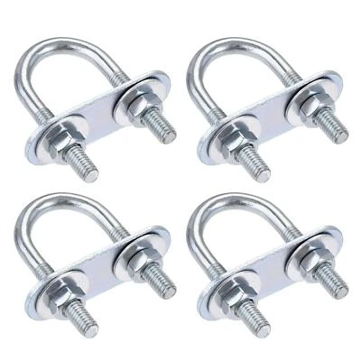 UXCELL 4 Sets Round U-Bolt 20mm Inner Width 50mm Length Steel M6 with Nut Plate Washer
