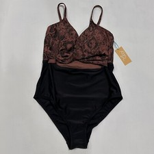 Women's Wrap Front Medium Coverage One Piece Swimsuit - Kona Sol, Animal Print M