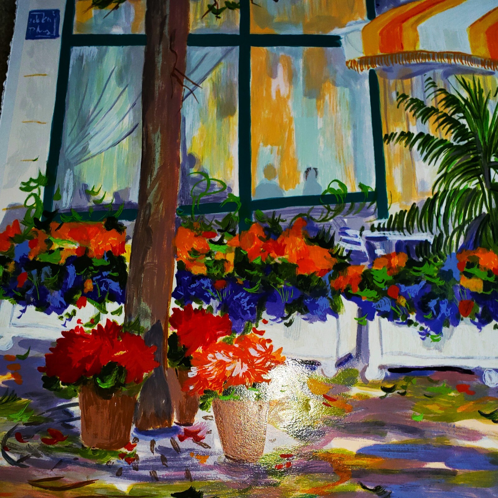 DOROTHY SPANGLER (b. 1928) Pencil SIGNED Cafe Scene Large Serigraph 66/350 WOW!