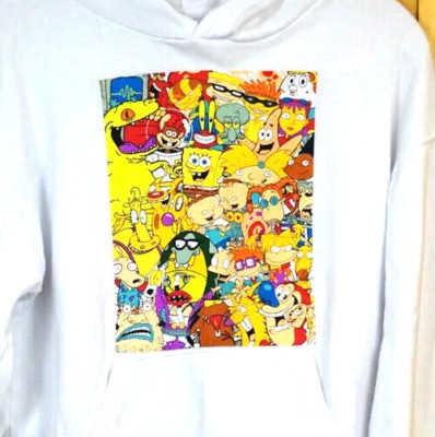 Nickelodeon Sweatshirt Hoodie Sz S Pullover CatDog Rugrats Sponge Bob Ren Stimpy