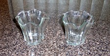 Set 2 Clear Glass Crystal Tea Light Votive Candle Holder