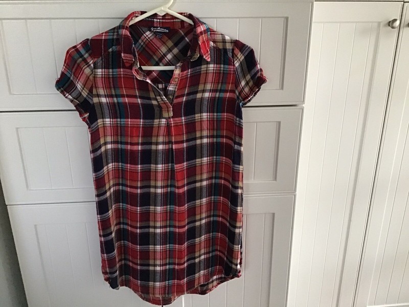 Freshman Girl’s Red Plaid Collared Short Sleeve Dress Size L 12-14