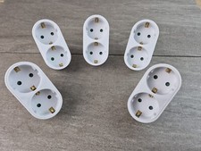 5 x Schuko Doppelstecker 2 Fach Stecker weiß Adapterstecker Mehrfachstecker