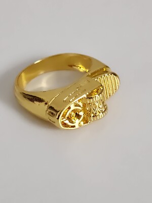  Gold Feuerzeug Stil Ring 70er 80er 90er Jahre Kostüm Zubehör ausgefallenes Verkleiden Bling Zuhälter 