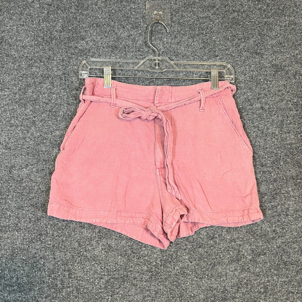 Abercrombie Fitch Shorts Womens Small Pink Linen Blend High Rise Tie Waist