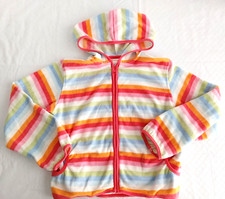 Gymboree Girl's Hooded Fleece Jacket Zip Front 2 Pockets Multi Stripe 10  15411