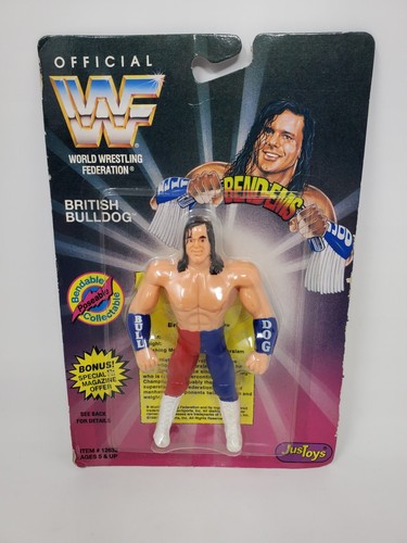 VINTAGE JUST TOYS 1995 WWF BEND EMS BRITISH BULLDO...
