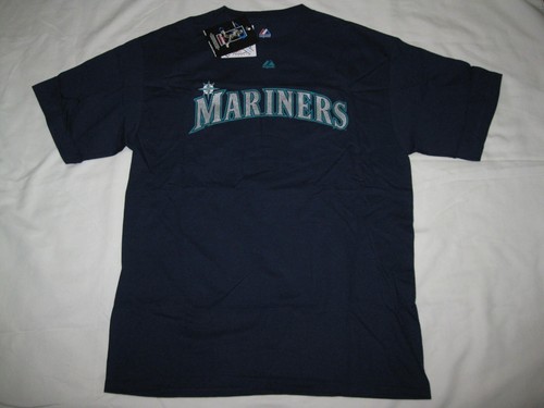 Ichiro Suzuki Seattle Mariners Majestic Mens Jersey T-Shirt (Blue & Gray, L-2XL) - Picture 3 of 10