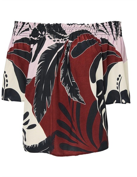 Witchery Palm Print Off Shoulder Top Blouse Size 10