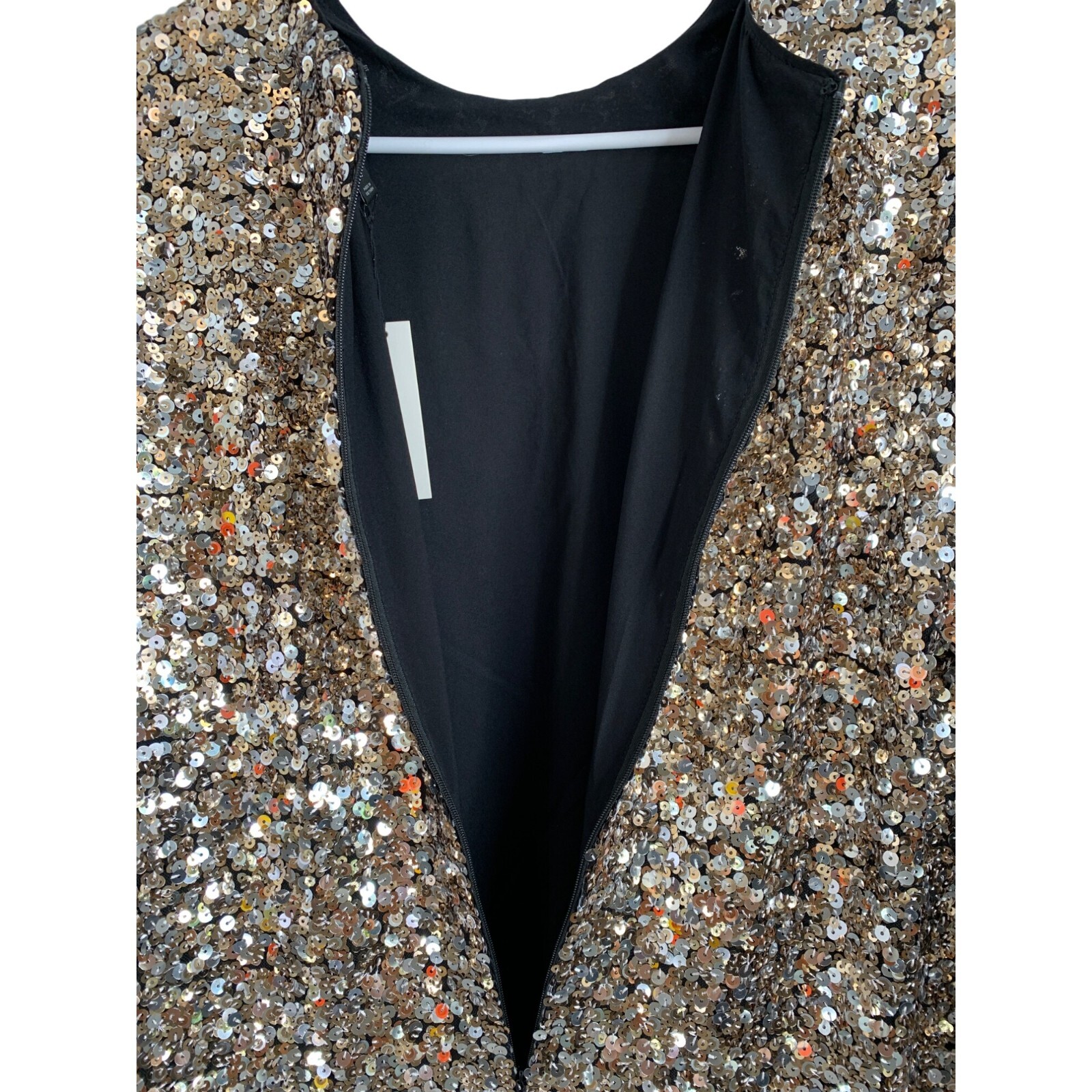 Rare Banana Republic Alina Sequin Mini Dress Size L NWT Long Sleeve Metalic 7354 image 9