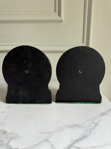 Pair of Vintage Cast Iron Golden Eagle Bird Round Bookends 5.75" tall - Picture 5 of 13