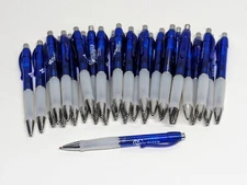 30ct Lot Misprint Retractable GEL INK Pens Thick Barrel Rubber Grip BLUE/WHITE