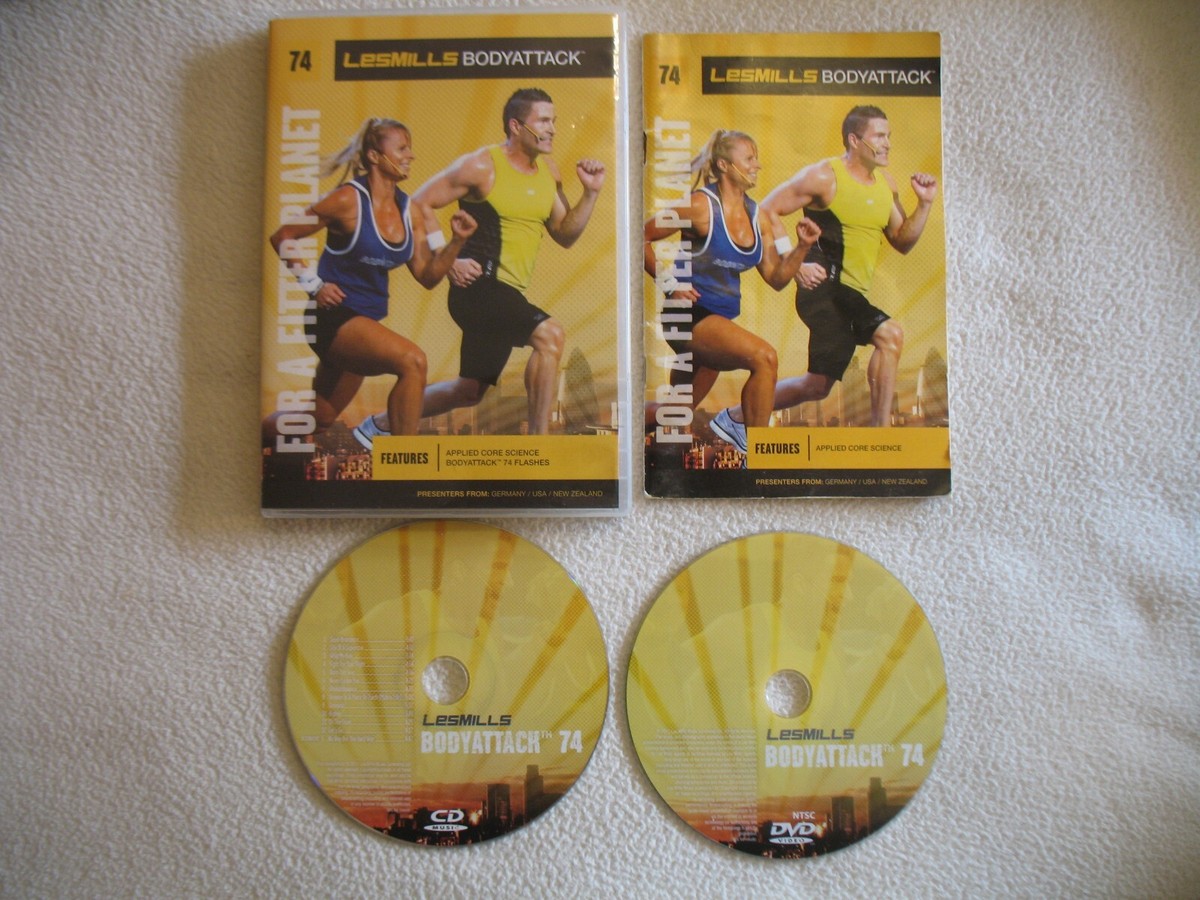 Les Mills Body Attack Lot (4) 74 77 78 79 Complete DVD, CD, Notes 