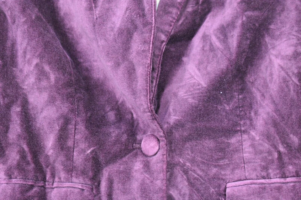 Blazer de terciopelo con puños de encaje de algodón con cuello de muesca púrpura Apostrophe para mujer talla 2 Foto 4 de 4