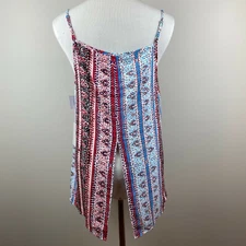 1. State Top Women Medium Split Back Tank Print High Low Cami Summer Fiesta New