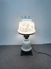 Vtg Gone With The Wind Hurricane Parlor Lamp Blue Floral Milk Glass
