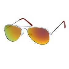 Kid's Sunglasses Silver Metal Frame Mirrored Lens Boys Girls Shades UV400
