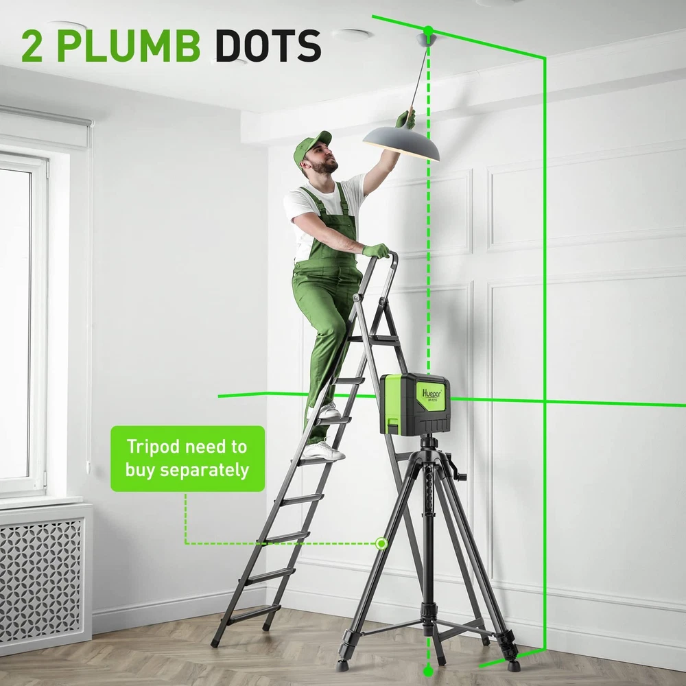 Laser Level with 2 Plumb Dots - Plumb Laser M-9211g Green Self Leveling Laser...