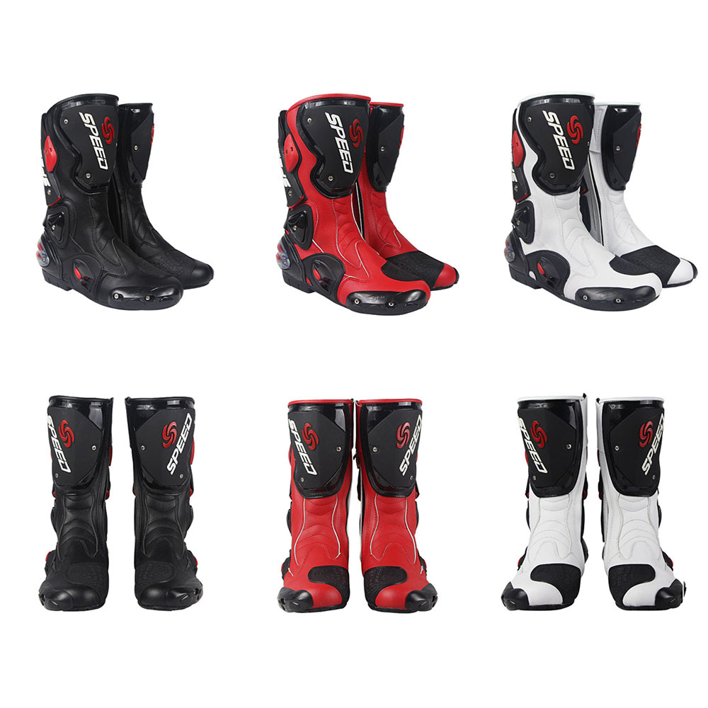 Motorcycle Boots Street Bike Racing Black Red White Size US 8 9 9.5 10.5 11