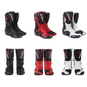 Motorcycle Boots Street Bike Racing Black Red White Size US 7 8 9 9.5 10.5 11