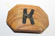 Vintage Wooden Hand Carved Belt Buckle Monogrammed "K" 3.5"