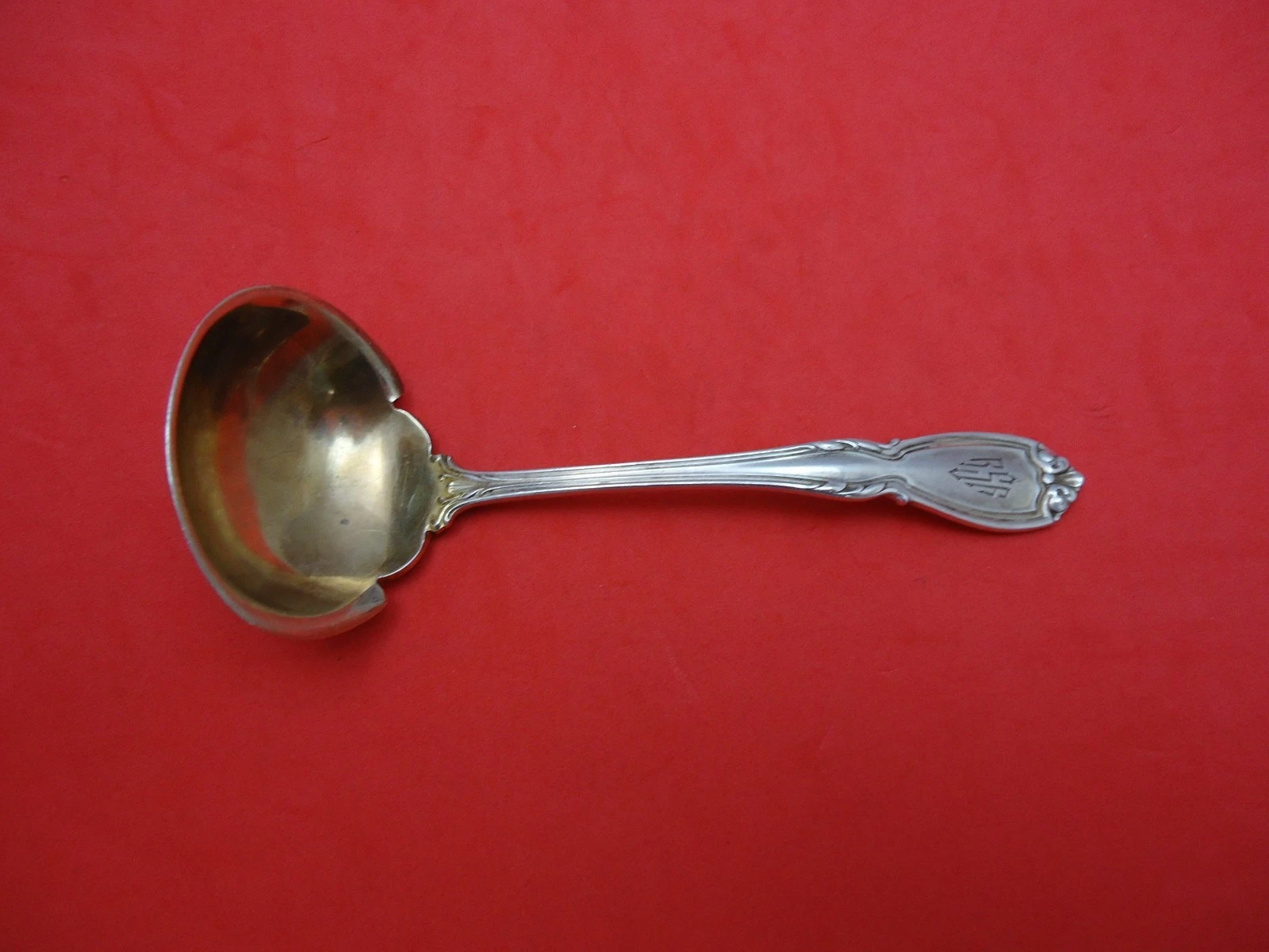 Wellington by Durgin Sterling Silver Sauce Ladle Gold Washed 5 1/4"