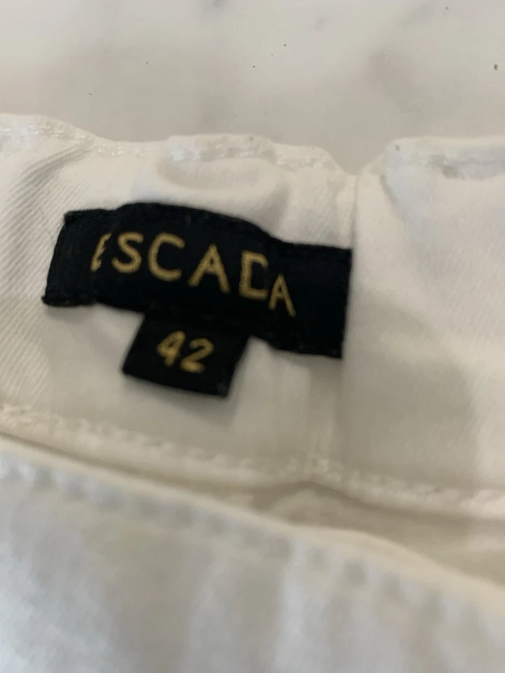 Pantalones de mezclilla Escada vintage de algodón de cintura alta de pierna recta blancos talla 42 Foto 4 de 4