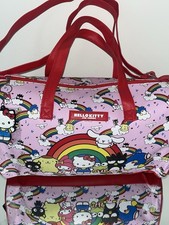 Hello Kitty  Friends Faux Leather Pink Duffle Bag, Zipper, Strap, Handles