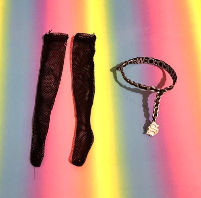   Regenbogen hohe Puppe Kniestrümpfe Gürtel Lola Wilde Zubehör Kostüm Ball Katze  