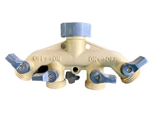 Orbit 4 Outlet Brass Hose SPLITTER Faucet Manifold Shut Off Valves