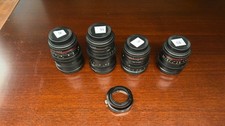 Rokinon cine lens bundle EF mount 24mm, 35mm, 50mm, 85mm T 1.5