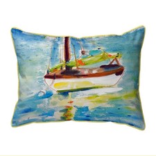 Betsy Drake Yellow Sailboat Large Indoor Outdoor Pillow 16x20