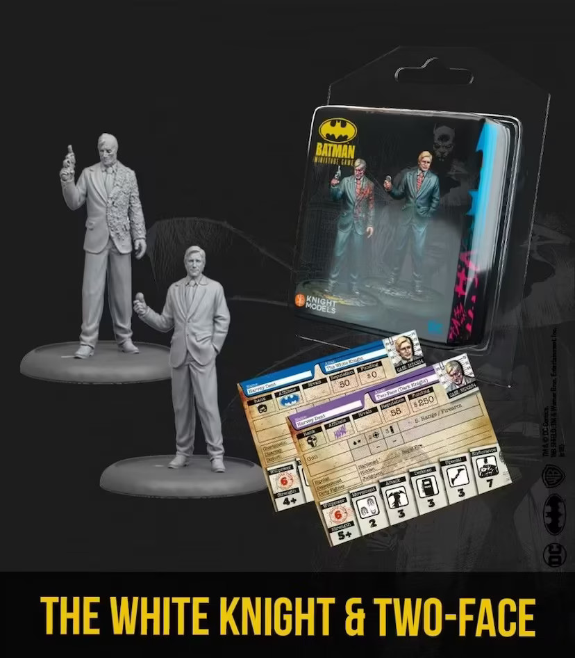Batman Miniature Game White Knight & Two Face Miniature Set Knight Models - NEW
