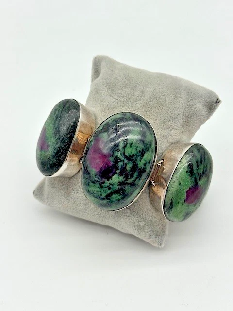 Vintage Ladies Natural Ruby in Zoisite & Sterling Silver 925 Bracelet - Image 3 of 4