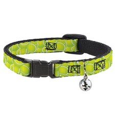 Cat Collar Breakaway with Bell Tennis Balls Stacked NARROW Fits 8.5-12"