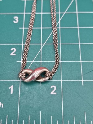 Tiffany & Co Sterling Silver Double Chain Infinity Knot Necklace
