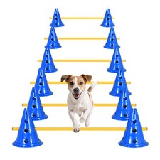 Dog Agility Obstacle Training Kit 12 cones 6 pole ladder Hurdle Cone Set w/Bag