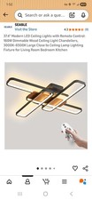 SEABLE Modern LED Wood Metal Ceiling Light 160W Dimmable Remote 3000K-6500K