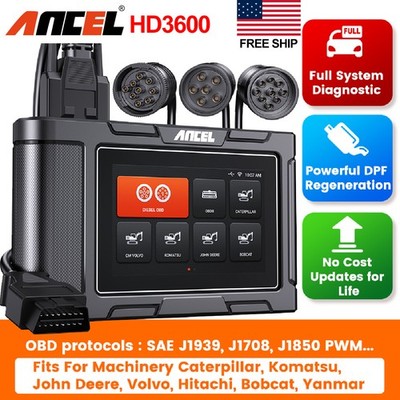 ANCEL HD3600 Heavy Equipment Diagnostic Tool DPF Regen Truck Scanner Machinery
