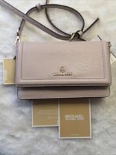 NWT Michael Kors Jet Set Charm Small Phone Crossbody Leather Soft Pink Wallet