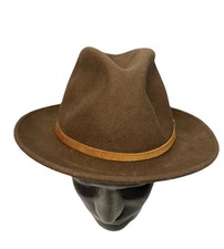 Mens Hat-S Vintage 80s Brown Lite Felt Wool Unbranded Capas design Fedora