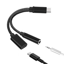 2X Type C to 3.5mm Audio Adapter 2 in 1 USB C Splitter Headphone AUX Audio9443