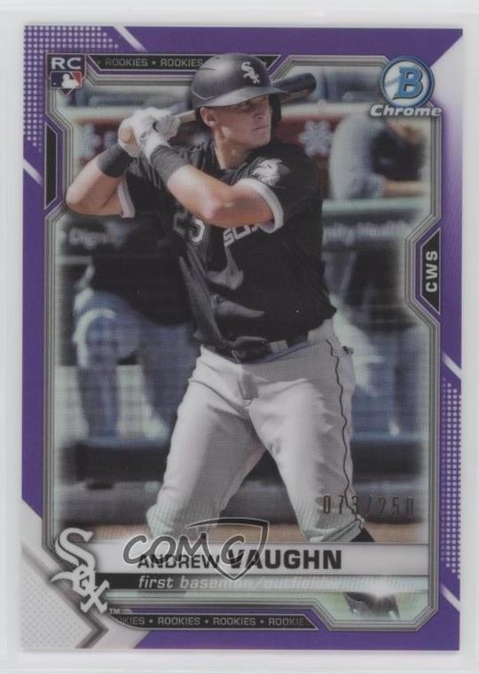 2021 Bowman Chrome Purple Refractor 73/250 Andrew Vaughn #5 Rookie RC 0pl9