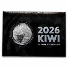 New Zealand 2026 Kiwi 1oz Silver 99.9% Specimen Coin