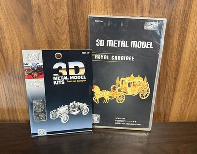 2 Iron Star 3D Metal Models BRAND NEW! Royal Carriage 1:40 & Vintage Car 1:100