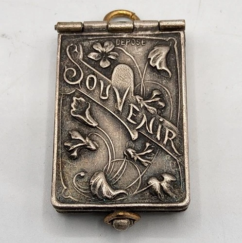 Paray-le-monial Art Nouveau Small Silver Metal Souvenir Bookbook