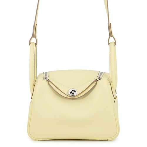 HERMES Lindy Verso Size Mini Swift Leather Jaune Milton/Vert Mangrove