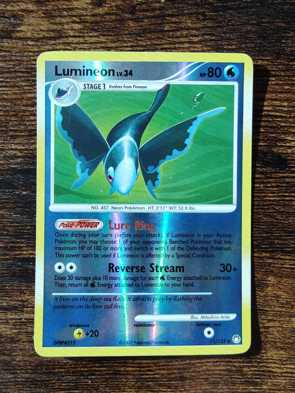 Lumineon 11/123 Mysterious Treasures Pokemon Reverse Holo Card
